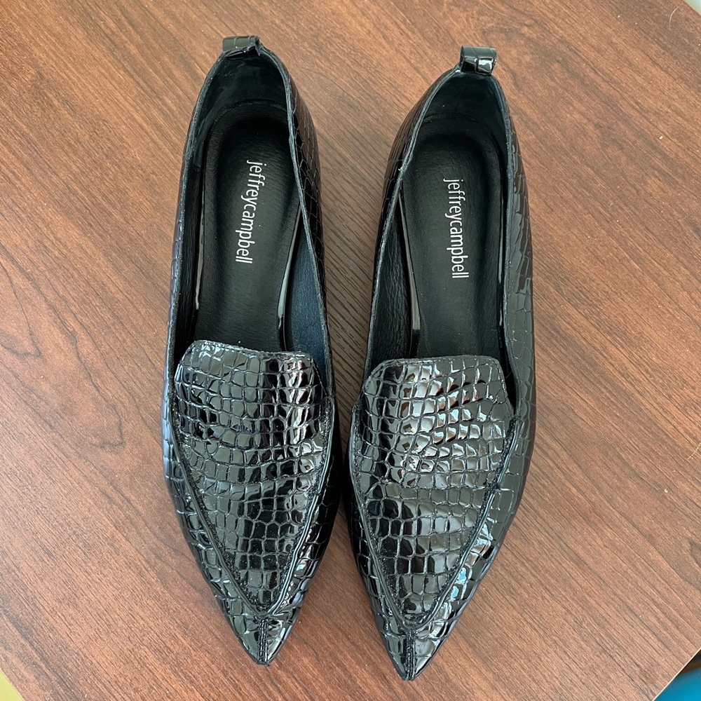 Jeffrey Campbell Shiny Black Croc Loafers